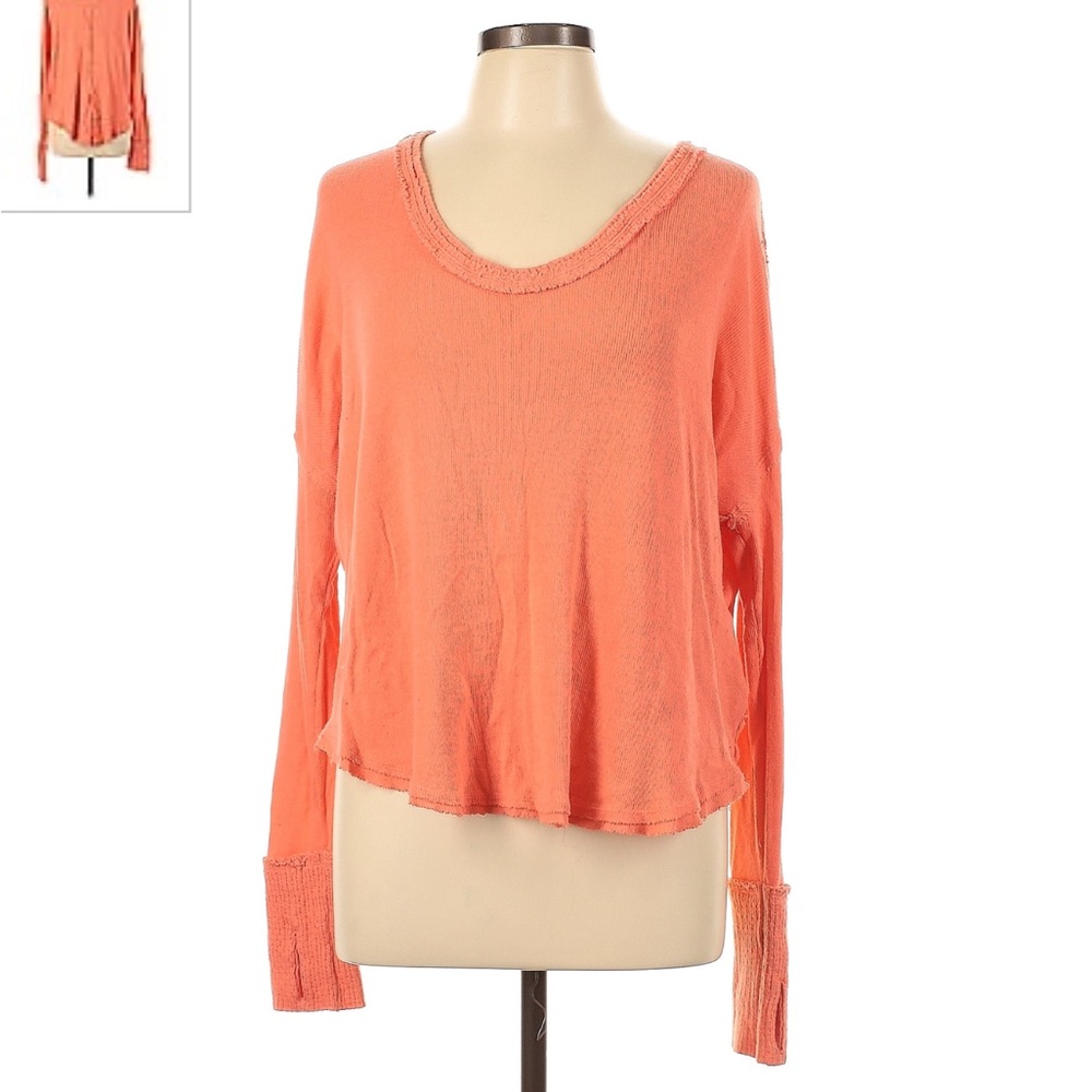 We the Free orange thermal long sleeve shirt free people pullover
